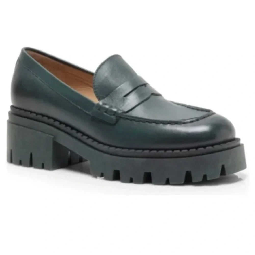 Free People Lyra Lug Sole Green Loafers Size 39.5/9.5 - Picture 1 of 11
